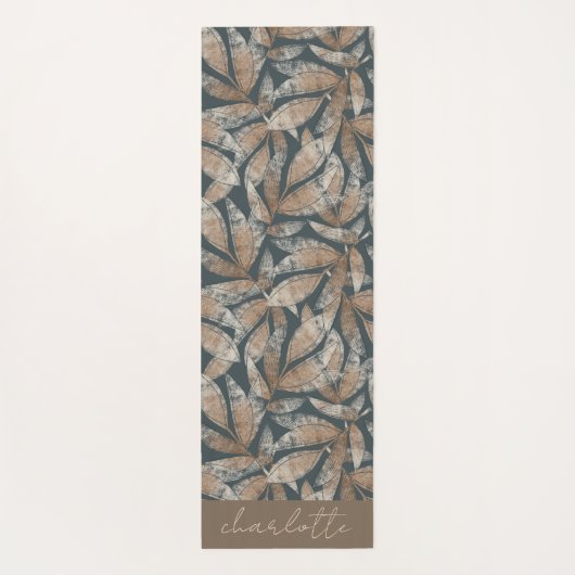Boho Botanische bladeren gepersonaliseerd Yogamat (Achterkant)