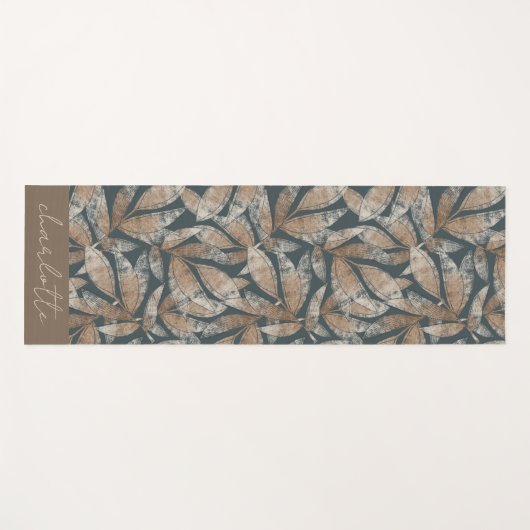Boho Botanische bladeren gepersonaliseerd Yogamat (Voorkant (horizontaal))