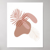 Boho Botanische Bladeren Tegen Abstracte Vormen Ku Poster (Voorkant)