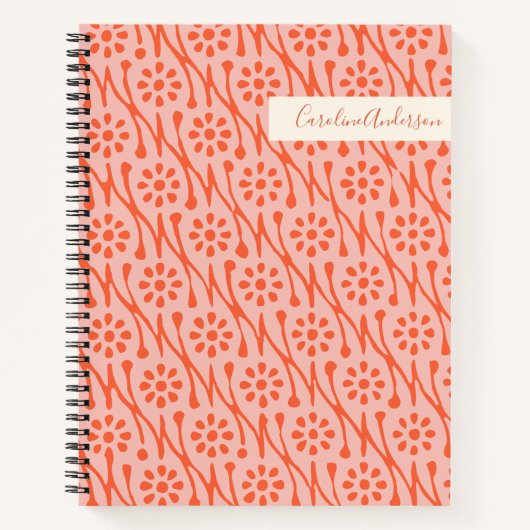 Boho Botanische Bloemen in Roze Aangepast Notitieboek (Voorkant)