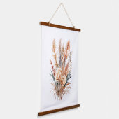 Boho Botanische Bloemen Pampas Grass Neutrale Kleu Hangend Wandkleed (Gebogen)