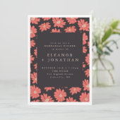Boho Botanische Bloemen Zwarte Rode Oefenavond Kaart (Staand voorkant)