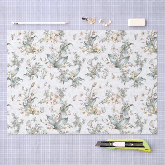 Boho Botanische Bloemenvlinders Decoupage Tissuepapier (Craft)