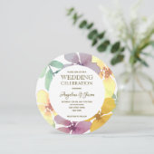 Boho Botanische Bloemige Paarse Bruiloft Kaart (Staand voorkant)