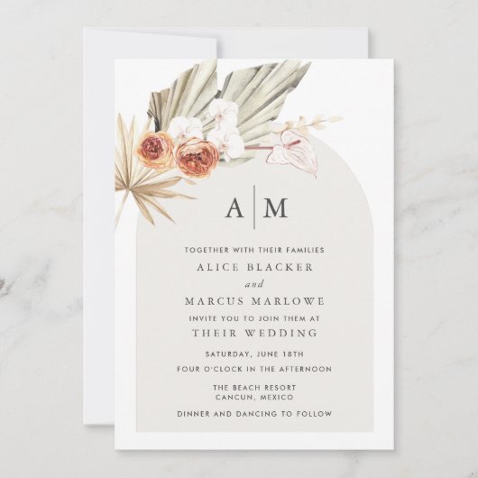 Boho Botanische Bohemian Floral Wedding Kaart (Voorkant)