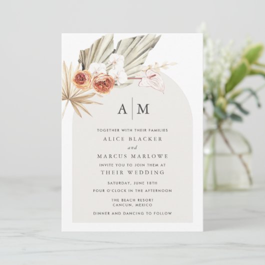 Boho Botanische Bohemian Floral Wedding Kaart (Staand voorkant)