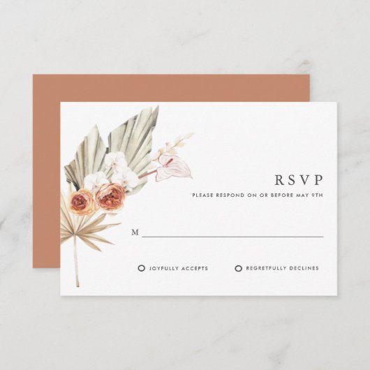 Boho Botanische Bohemian Floral Wedding RSVP Kaartje (Voorkant / Achterkant)