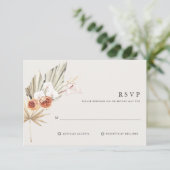 Boho Botanische Bohemian Floral Wedding RSVP Kaartje (Staand voorkant)