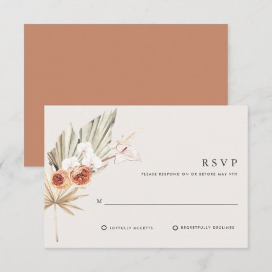 Boho Botanische Bohemian Floral Wedding RSVP Kaartje (Voorkant / Achterkant)