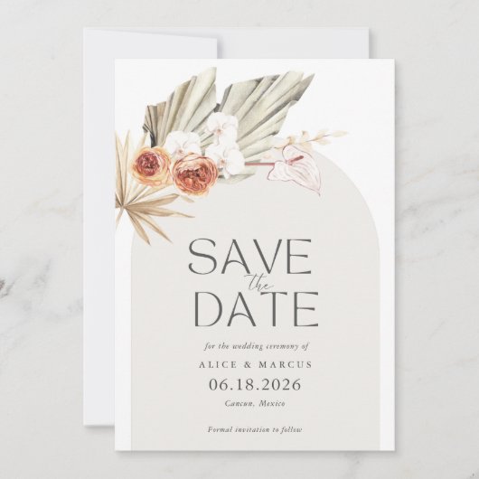 Boho Botanische Bohemian Floral Wedding Save The Date (Voorkant)