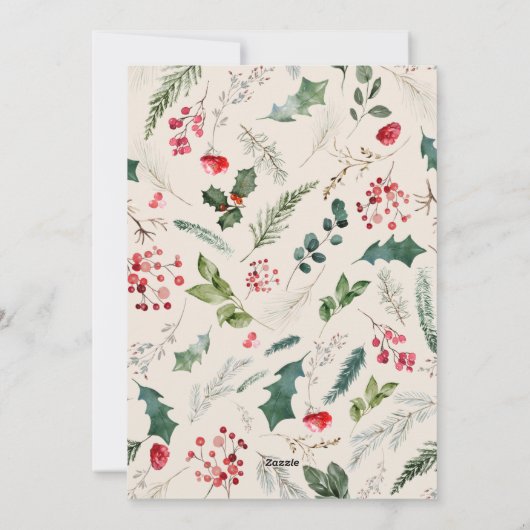 Boho botanische boog 1 foto Vrolijk kerstfeest Feestdagenkaart (Achterkant)