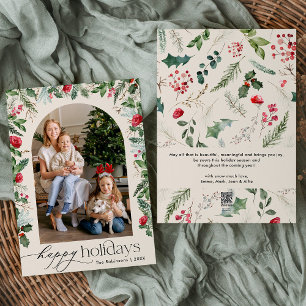 Boho Botanische Boog Prettig Kerstfeest 1 Foto  Feestdagenkaart