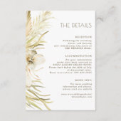 Boho botanische bruiloft gast informatie details informatiekaartje (Voorkant)