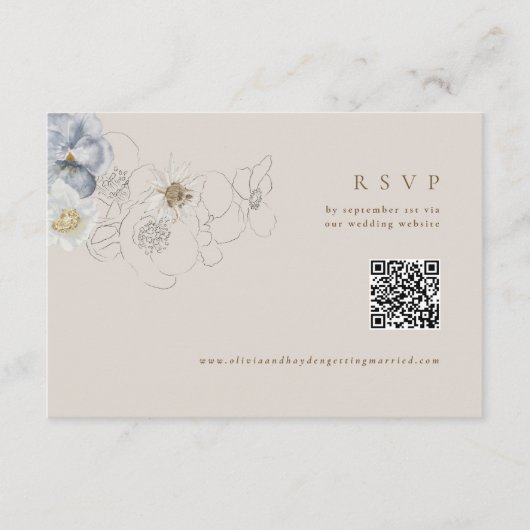 Boho Botanische Bruiloft RSVP Kaart met QR-code (Voorkant)