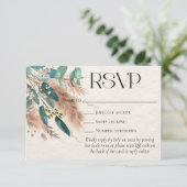 Boho Botanische Eucalyptus groen Pampas gras RSVP Kaartje (Staand voorkant)
