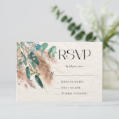 Boho Botanische Eucalyptus groen Pampas gras RSVP Kaartje (Staand voorkant)