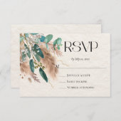 Boho Botanische Eucalyptus groen Pampas gras RSVP Kaartje (Voorkant / Achterkant)
