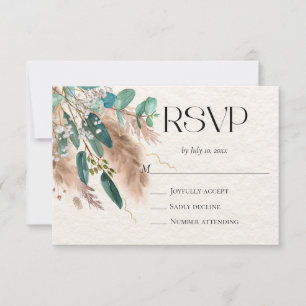Boho Botanische Eucalyptus groen Pampas gras RSVP Kaartje