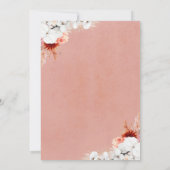 Boho Botanische Floral Modern Peach Pink Wedding Kaart (Achterkant)