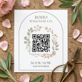 Boho Botanische Gebogen QR Code Vierkant Vierkante Visitekaartje