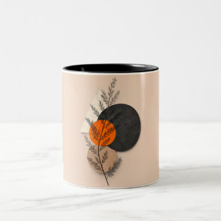 Boho Botanische Geometrische Oranje Zwarte Neutral Tweekleurige Koffiemok