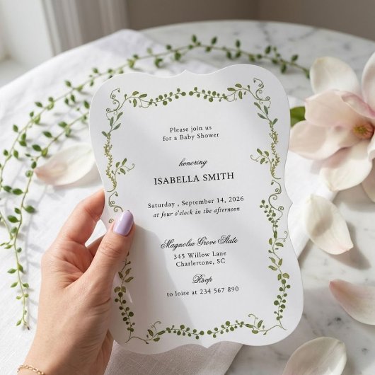 Boho Botanische Groene Baby Shower Kaart