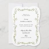 Boho Botanische Groene Baby Shower Kaart (Voorkant)