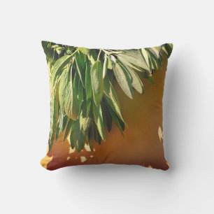Boho botanische groene kruidbladeren terra cotta buitenkussen