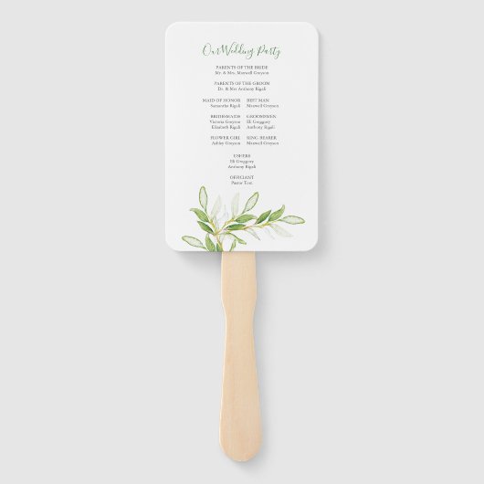 Boho Botanische Groene Waterverf Leidt weg Handwaaier (Achterkant)