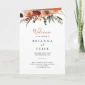 Boho botanische herfst Floral vouwde bruiloft Programma (Voorkant)