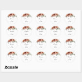 Boho Botanische Herfst Floral Wedding Envelope zeg Ronde Sticker (Vel)