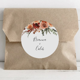 Boho Botanische Herfst Floral Wedding Envelope zeg Ronde Sticker