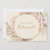 Boho Botanische Ivory Bridesmaid-kaartje Kaart (Voorkant)