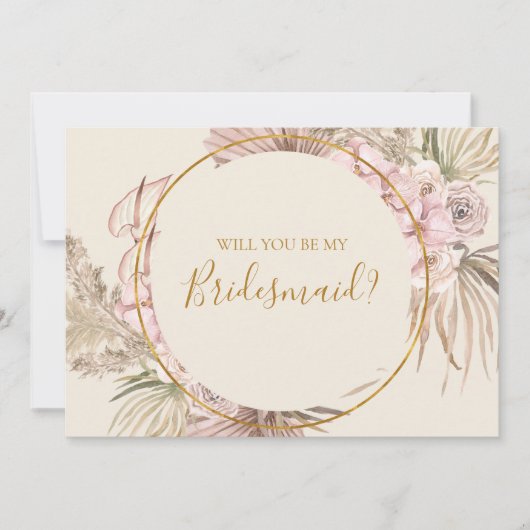 Boho Botanische Ivory Bridesmaid-kaartje Kaart (Voorkant)
