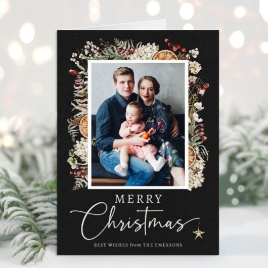 Boho Botanische Kerst Wenskaart Kaart