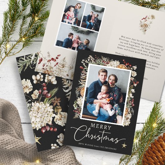 Boho Botanische Kerst Wenskaart Kaart