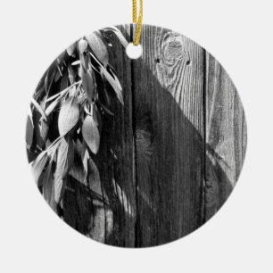 Boho botanische kruid verlaat Barnwood Twinkle Lig Keramisch Ornament