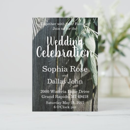 Boho botanische kruid verlaat rustiek Schuur-hout  Kaart (Staand voorkant)