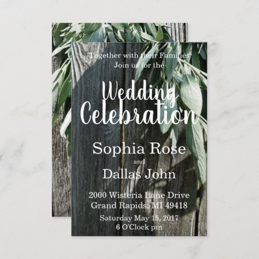 Boho botanische kruid verlaat rustiek Schuur-hout  Kaart (Voorkant / Achterkant)