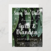 Boho botanische kruid verlaat rustiek Schuur-hout  Save The Date (Voorkant / Achterkant)