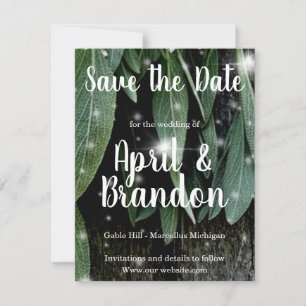 Boho botanische kruid verlaat rustiek Schuur-hout  Save The Date