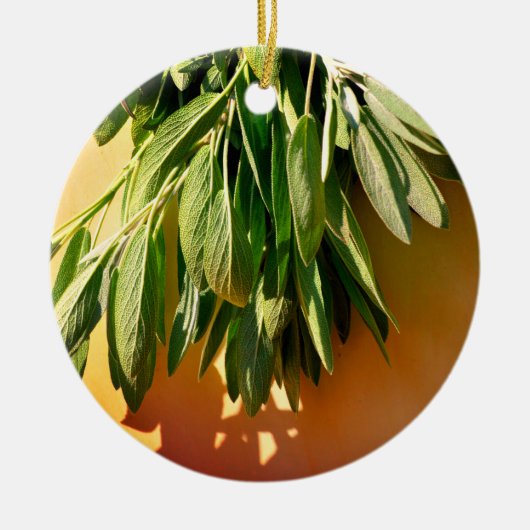 Boho botanische kruidbladeren keramisch ornament (Voorkant)
