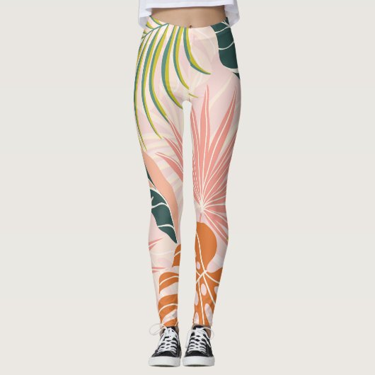 Boho Botanische Kunst: Natuur geïnspireerd Abstrac Leggings (Voorkant)