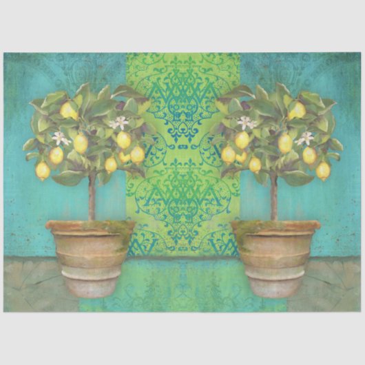 BOHO Botanische Lemon Boom Moderne  ontkoppeling Tissuepapier (Voorkant)