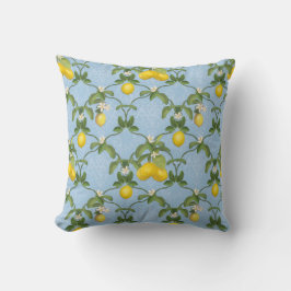 BOHO Botanische Lemon Citrus Floral Style Blue Kussen