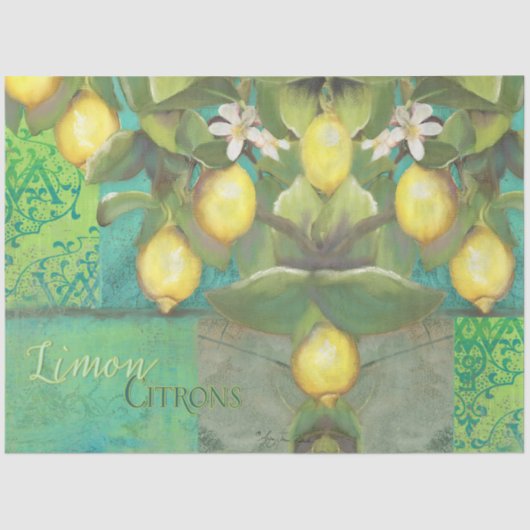 BOHO Botanische Lemon Ephemera ontkoppeling Tissuepapier (Voorkant)