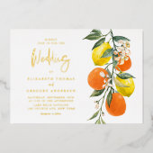 Boho Botanische Lemons en Sinaasappels Garland Wed Folie Uitnodiging (Voorkant)