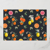 Boho Botanische Lemons en Sinaasappels Garland Wed Folie Uitnodiging (Achterkant)