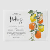 Boho Botanische Lemons en Sinaasappels Garland Wed Vellum Uitnodigingen (Voorkant)