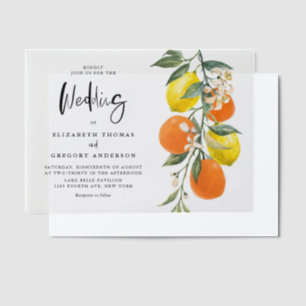 Boho Botanische Lemons en Sinaasappels Garland Wed Vellum Uitnodigingen